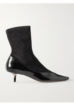 Jacquemus - The Tourni Suede And Glossed-leather Ankle Boots - Black - FR37,FR38,FR39,FR40,FR41,FR42