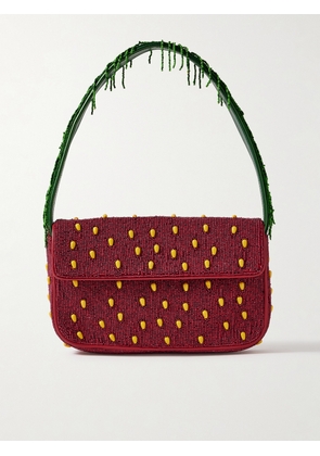 STAUD - Tommy Embellished Satin Shoulder Bag - Red - One size