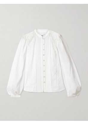 Marant Étoile - Greicy Guipure Lace-trimmed Pintucked Cotton-voile Shirt - White - FR 34,FR 36,FR 38,FR 40,FR 42,FR 44
