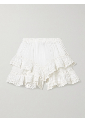 Marant Étoile - Geana Tiered Ruffled Lace-trimmed Cotton-voile Shorts - White - FR 34,FR 36,FR 38,FR 40,FR 42,FR 44