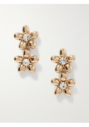 Carolina Herrera - Double Flower Gold-tone Crystal Earrings - One size