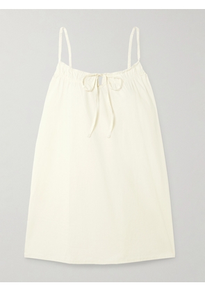 Deiji Studios - Drawstring Organic Cotton-poplin Mini Dress - Off-white - xx small,x small,small,medium,large