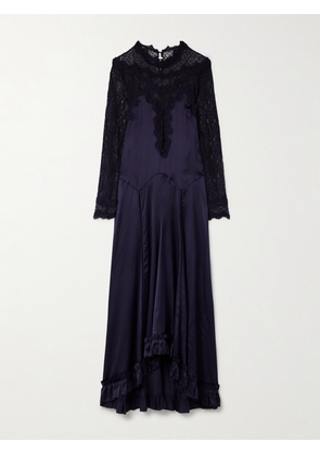 Isabel Marant - Dolores Silk-blend Satin And Corded Lace Maxi Dress - Black - FR 34,FR 36,FR 38,FR 40,FR 42,FR 44