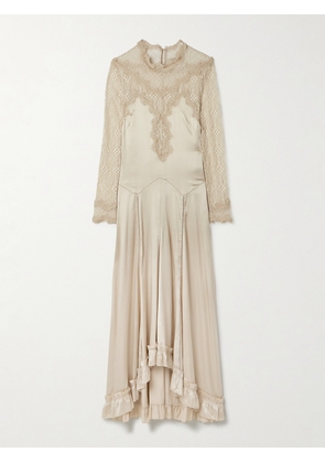 Isabel Marant - Dolores Silk-blend Satin And Corded Lace Maxi Dress - Cream - FR 34,FR 36,FR 38,FR 40,FR 42,FR 44
