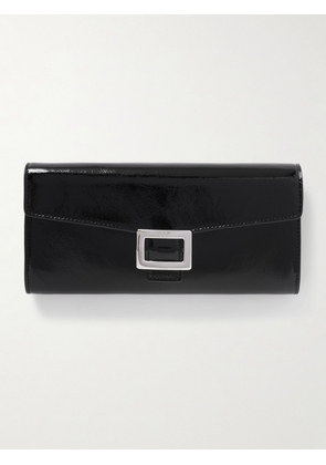 Roger Vivier - Belle Vivier Buckled Patent-leather Clutch - Black - One size