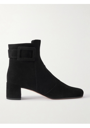 Roger Vivier - Très Vivier Polly 45 Buckled Suede Ankle Boots - Black - IT36,IT36.5,IT37,IT37.5,IT38,IT38.5,IT39,IT39.5,IT40,IT40.5,IT41,IT41.5,IT42