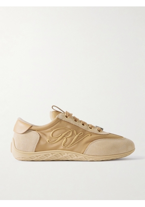 Roger Vivier - Leather-trimmed Suede And Embroidered Canvas Sneakers - Neutrals - IT35,IT35.5,IT36,IT36.5,IT37,IT37.5,IT38,IT38.5,IT39,IT39.5,IT40,IT40.5,IT41
