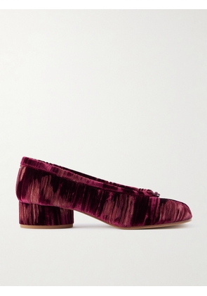 Maison Margiela - Tabi Ballerina Split-toe Distressed Velvet Pumps - Pink - IT35,IT36,IT37,IT38,IT39,IT40,IT41