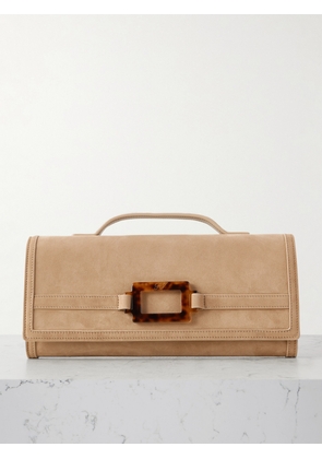Roger Vivier - Belle Vivier Buckled Suede Clutch - Brown - One size