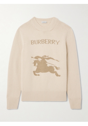 Burberry - Intarsia-knit Cashmere And Wool-blend Sweater - Neutrals - xx small,x small,small,medium,large,x large,xx large