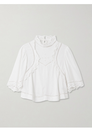 Isabel Marant - Frany Broderie Anglaise Crepe Blouse - White - FR 34,FR 36,FR 38,FR 40,FR 42,FR 44