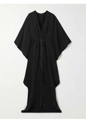 Johanna Ortiz - Sombreando Crystal-embellished Pleated Crepe Maxi Dress - Black - US0,US2,US4,US6,US8,US10,US12