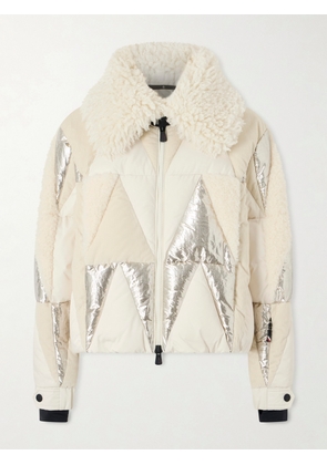 Moncler Grenoble - Pamiers Paneled Quilted Wool-blend Fleece-and Cotton-corduroy Down Ski Jacket - Cream - 00,1,2,3,4