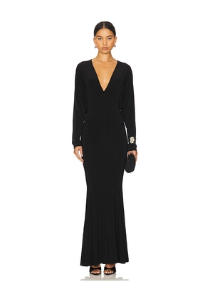Norma Kamali Dolman V Neck Fishtail Gown in Black. Size L. Also in XXS, XS, S, M.