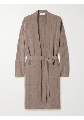 Max Mara - Belted Ribbed-knit Cashmere Cardigan - Brown - x small,small,medium,large,x large