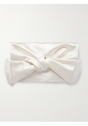Anya Hindmarch - Bow Fringed Satin Clutch - Ivory - One size