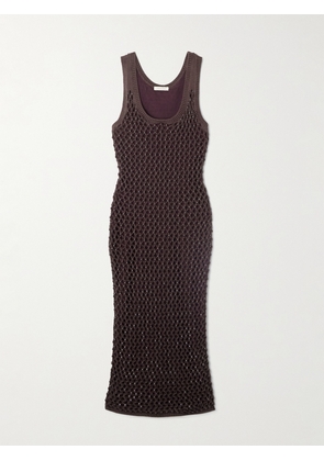 Diotima - Emin Crystal-embellished Crocheted Cotton-blend Midi Dress - Brown - 01,2,3,4,5