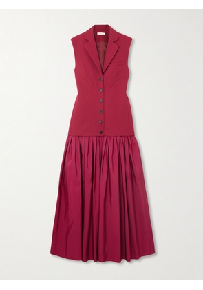 Diotima - Convertible Wool-twill And Silk-faille Maxi Dress - Red - 01,2,3,4