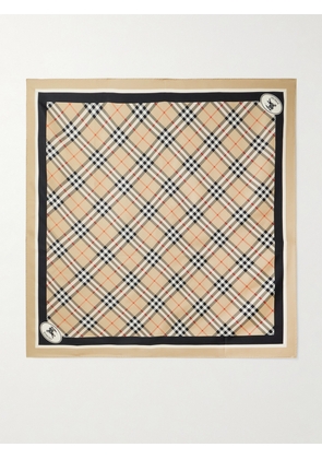 Burberry - Checked Silk-twill Scarf - Neutrals - One size