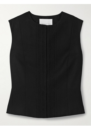 Veronica de Piante - Robie Embroidered Grain De Poudre Wool Vest - Black - IT36,IT38,IT40,IT42,IT44,IT46