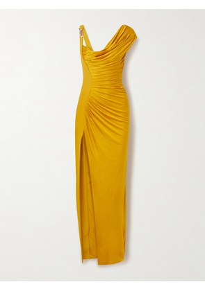 Versace - Embellished Crepe And Pleated Satin Gown - Yellow - IT36,IT38,IT40,IT42,IT44,IT46,IT48