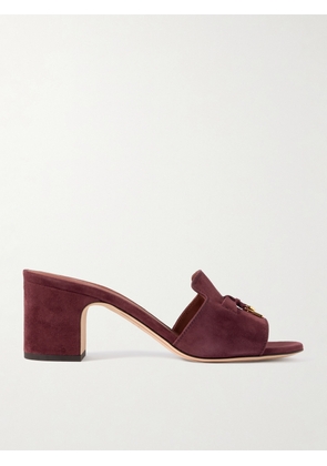 Loro Piana - Summer Charms Embellished Suede Mules - Burgundy - IT36,IT36.5,IT37,IT37.5,IT38,IT38.5,IT39,IT39.5,IT40,IT40.5,IT41