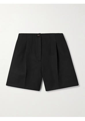 Veronica de Piante - Tilly Pleated Grain De Poudre Wool Shorts - Black - IT36,IT38,IT40,IT42,IT44,IT46