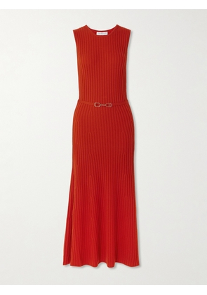 Gabriela Hearst - Meier Belted Ribbed Wool And Cashmere-blend Midi Dress - Red - x small,small,medium,large,x large