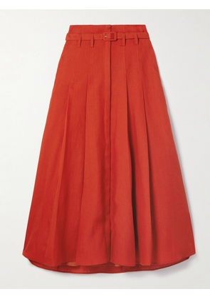 Gabriela Hearst - Dugald Belted Pleated Linen Midi Skirt - Orange - IT36,IT38,IT40,IT42,IT44,IT46,IT48