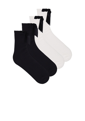 Lovers and Friends Angelina Bow Socks 2 Pack in Black,White.
