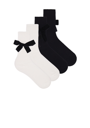 Lovers and Friends Jocelyn Bow Socks 2 Pack in Black,White.