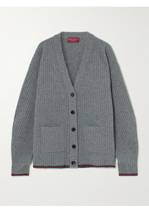 Gucci - Striped Ribbed Wool Cardigan - Gray - XS,S,M,L