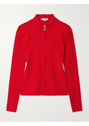 Victoria Beckham - Paneled Merino Wool-blend Hoodie - Red - x small,small,medium,large,x large