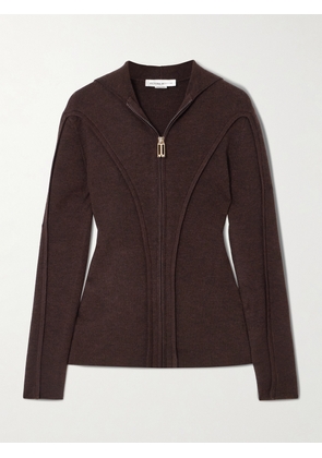 Victoria Beckham - Paneled Merino Wool-blend Hoodie - Brown - x small,small,medium,large,x large
