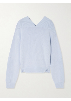 Victoria Beckham - Ribbed Wool And Cashmere-blend Sweater - Blue - x small,small,medium,large,x large