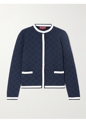 Gucci - Striped Jacquard-knit Cotton Cardigan - Blue - XXS,XS,S,M,L,XL
