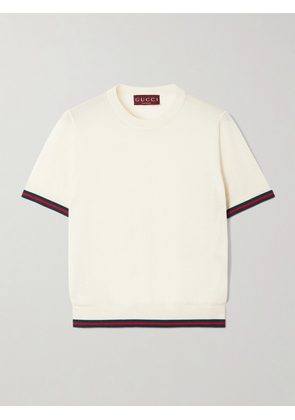 Gucci - Striped Cashmere And Silk-blend Top - White - XXS,XS,S,M,L