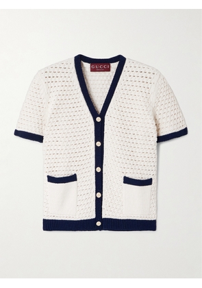 Gucci - Crocheted Cotton-blend Cardigan - White - XXS,XS,S,M,L,XL