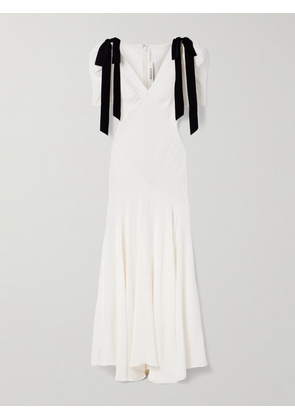 Rodarte - Velvet Bow-embellished Silk-crepe Gown - White - US0,US2,US4,US6,US8