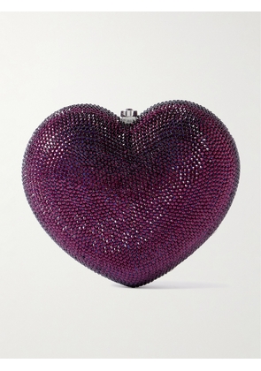 Judith Leiber Couture - Petit Coeur Crystal-embellished Silver-tone Clutch - Purple - One size