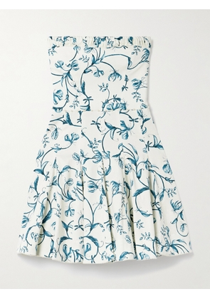 Agua by Agua Bendita - Caudal Gloriosa Strapless Embellished Floral-print Cotton-blend Mini Dress - Off-white - x small,small,medium,large,x large