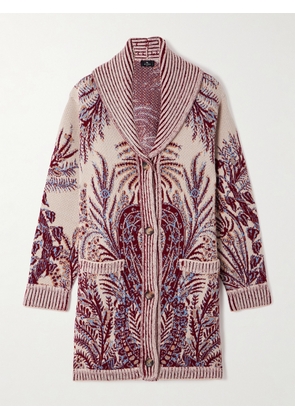 Etro - Oversized Wool And Cotton-jacquard Cardigan - Burgundy - IT38,IT40,IT42,IT44,IT46,IT48