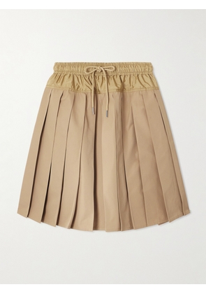 Moncler - Shell-trimmed Pleated Twill Skirt - Neutrals - IT38,IT40,IT42,IT44,IT46