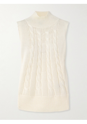 Ralph Lauren Collection - Cable-knit Silk Turtleneck Tank - Cream - xx small,x small,small,medium,large,x large,xx large