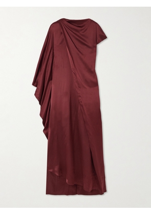 Roksanda - Hiba Cape-effect Asymmetric Draped Silk-satin Dress - Red - UK 6,UK 8,UK 10,UK 12,UK 14