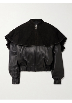 JW Anderson - Padded Suede And Leather Bomber Jacket - Black - xx small,x small,small,medium,large,x large