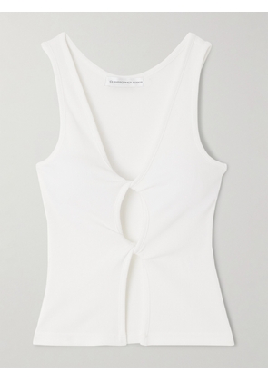 Christopher Esber - Cutout Twist-front Ribbed-knit Tank - White - UK 6,UK 8,UK 10,UK 12,UK 14