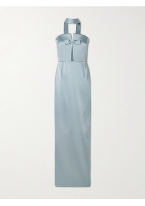 The New Arrivals Ilkyaz Ozel - Holly Bow-embellished Cutout Satin Gown - Gray - FR 34,FR 36,FR 38,FR 40,FR 42,FR 44