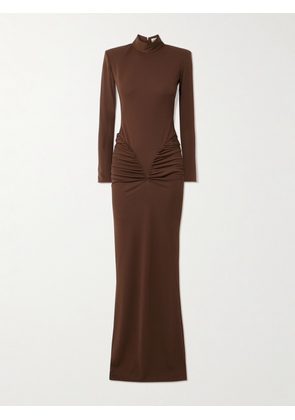 The New Arrivals Ilkyaz Ozel - Darja Draped Stretch-jersey Gown - Brown - FR 34,FR 36,FR 38,FR 40,FR 42,FR 44