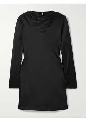 Veronica de Piante - Amal Draped Silk-blend Satin Mini Dress - Black - IT36,IT38,IT40,IT42,IT44,IT46